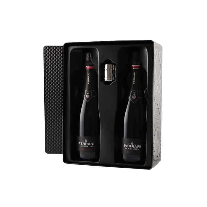 Ferrari, Black Tin Gift Box 2 fles Maximum Brut + stopper